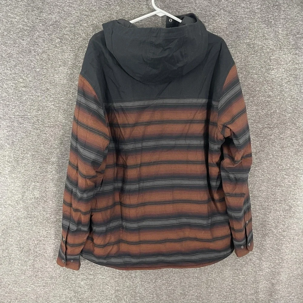 Kuhl JOYRYDR Jacket Mens XL Brown Stripe Hooded Sherpa Lined Snap Front 7478 - Picture 7 of 8